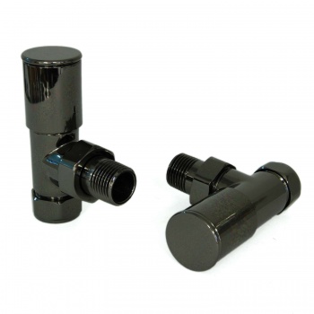 Milan Angled Black Nickel Radiator Valves (Pair)